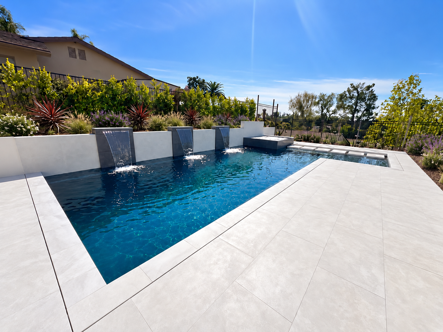 Modern pool & water features from 951 Custom Pools Inc. Instagram